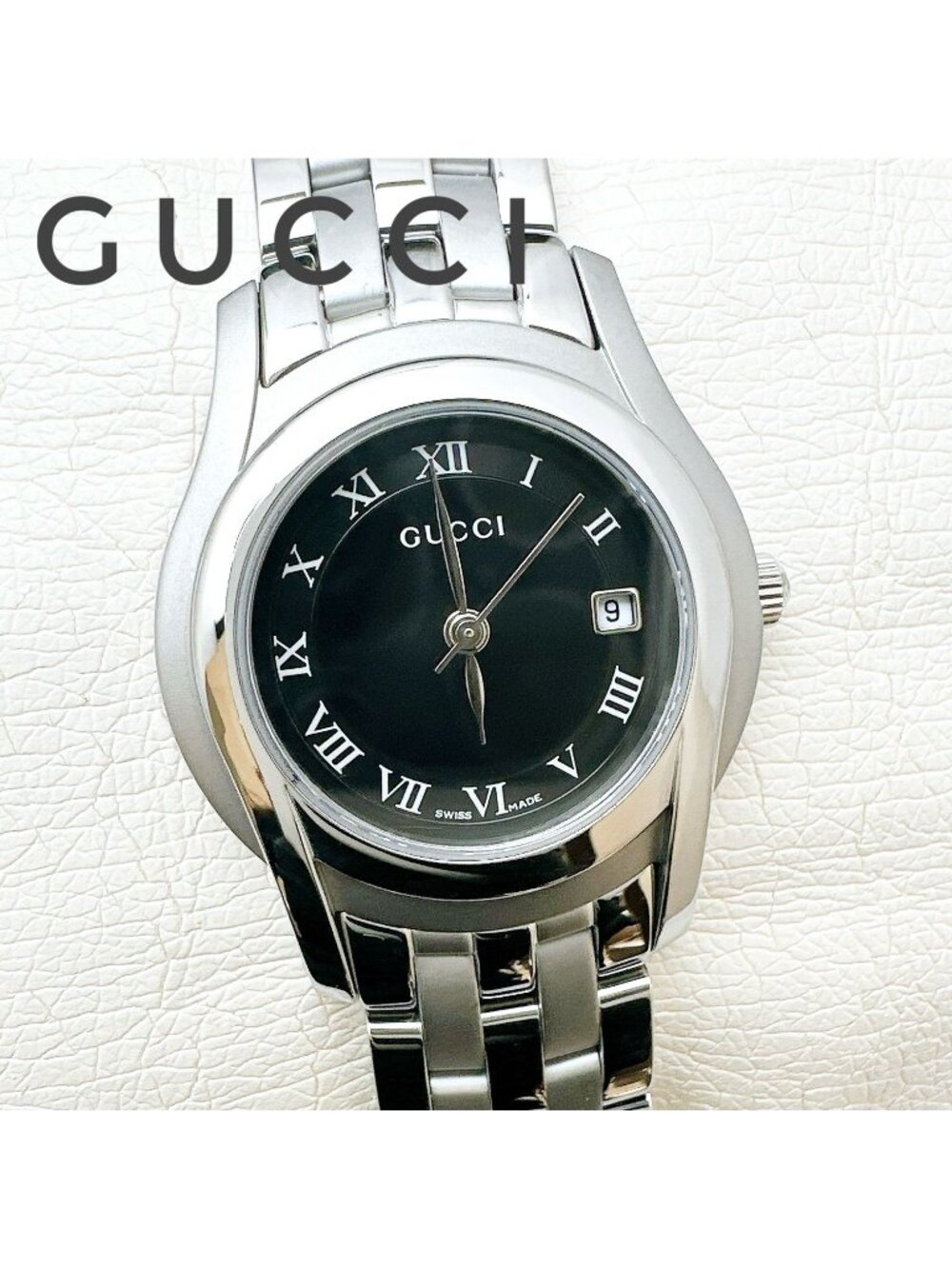 Gucci Watch with Date Display Quartz Stainless Steel 17.5 Box Entry Card